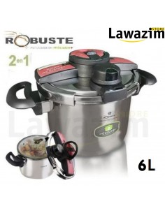 قدر ضغط و قدر عادي في آن واحد - Robuste Autocuiseur & Marmite – 2 en 1 – 06 Litres