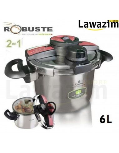 قدر ضغط و قدر عادي في آن واحد - Robuste Autocuiseur & Marmite – 2 en 1 – 06 Litres