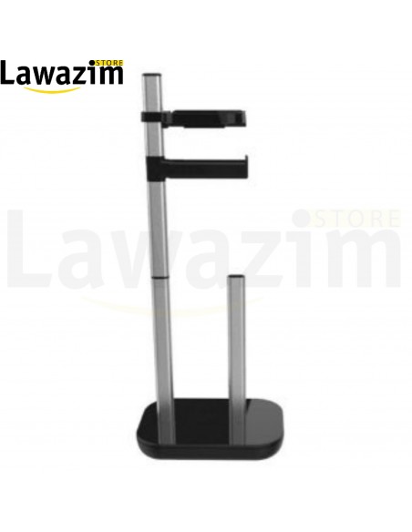 حامل مناديل تواليت من البلاستيك و الالمنيوم مع رف Porte-papier toilette en plastique et aluminium avec étagère