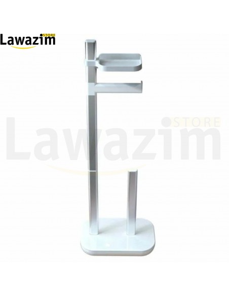 حامل مناديل تواليت من البلاستيك و الالمنيوم مع رف Porte-papier toilette en plastique et aluminium avec étagère