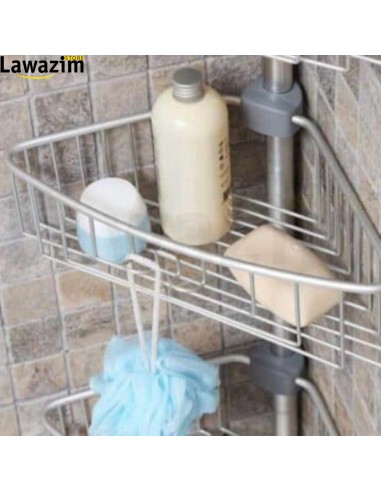 رف زاوية الحمام من الألومنيوم 4 طوابق Étagère De Coin Pour Salle De Bain 4 Niveaux En Aluminium