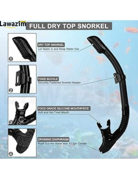 قناع الغطس مع أنبوب التنفس مجموعة غوص متكاملة للبالغين  Masque de Plongée avec Tuba - Ensemble de Plongée Complet pour Adultes