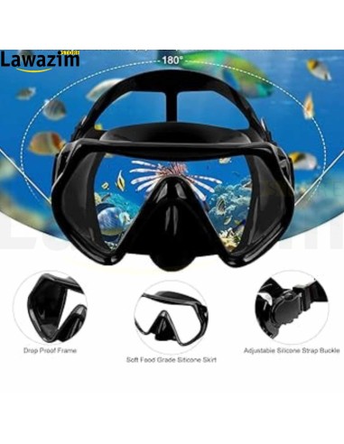 قناع الغطس مع أنبوب التنفس مجموعة غوص متكاملة للبالغين  Masque de Plongée avec Tuba - Ensemble de Plongée Complet pour Adultes