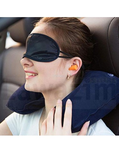 وسادة سفر وقناع نوم للعين - Oreiller de voyage et masque de sommeil pour les yeux