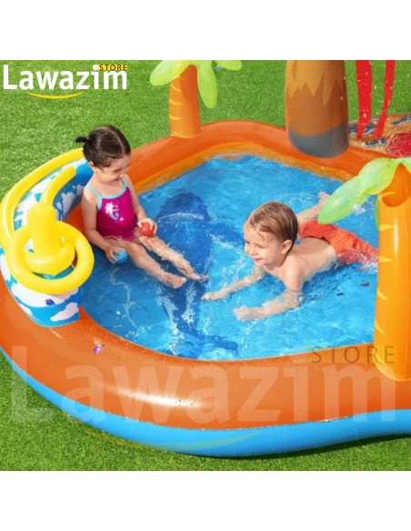 حمام سباحة نفخي - متنزه مائي للأطفال في الهواء الطلق  Piscine gonflable Bestway  Parc aquatique avec toboggan pour enfant