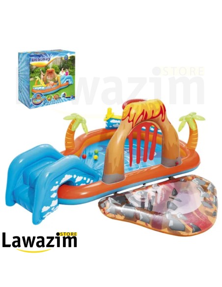 حمام سباحة نفخي - متنزه مائي للأطفال في الهواء الطلق  Piscine gonflable Bestway  Parc aquatique avec toboggan pour enfant