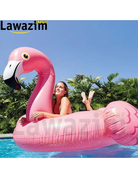 عوامة فلامينجو العملاقة القابلة للنفخ من إنتكس - Intex Giant Inflatable Flamingo Ride-On Pool Float (80 بوصة)