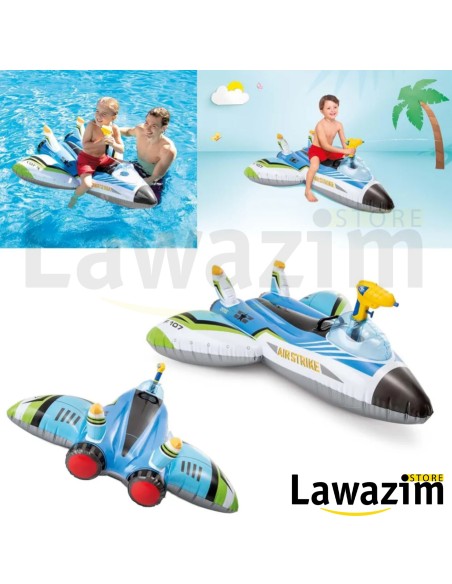 عوامة الطائرة المائية القابلة للنفخ مع مسدس مائي من إنتكس - Intex 57536NP - Avion gonflable avec pistolet à eau (bleu)