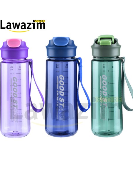 قارورة الماء 800 مل مع شفاطة - Bouteille d'eau 800 ml avec pailles، مثالية للماء والبروتين في أي وقت