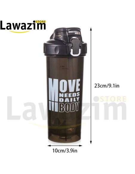 قارورة الماء 800 مل مع شفاطة - Bouteille d'eau 800 ml avec pailles، مثالية للماء والبروتين في أي وقت
