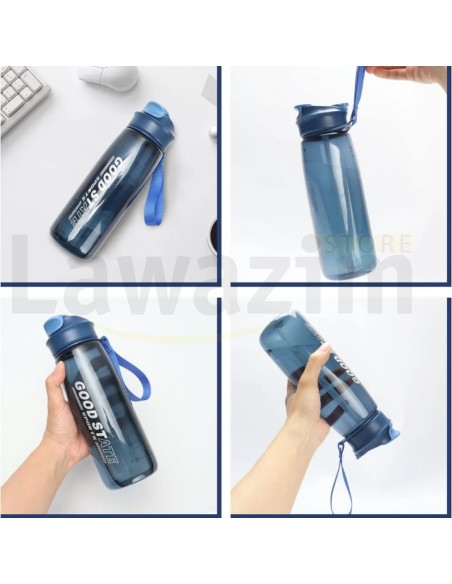 قارورة الماء 800 مل مع شفاطة - Bouteille d'eau 800 ml avec pailles، مثالية للماء والبروتين في أي وقت