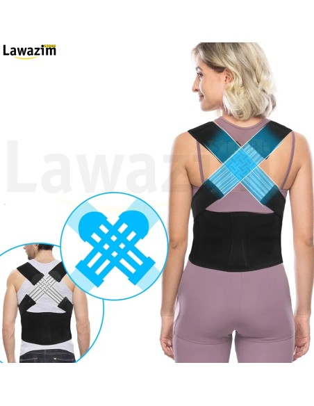 حزام X لدعم و تصحيح وضعية الظهر للنساء و الرجال  redresseur de dos Confortable Réglable pour Soutien et soulagement de la doleur