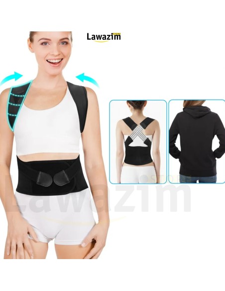 حزام X لدعم و تصحيح وضعية الظهر للنساء و الرجال  redresseur de dos Confortable Réglable pour Soutien et soulagement de la doleur