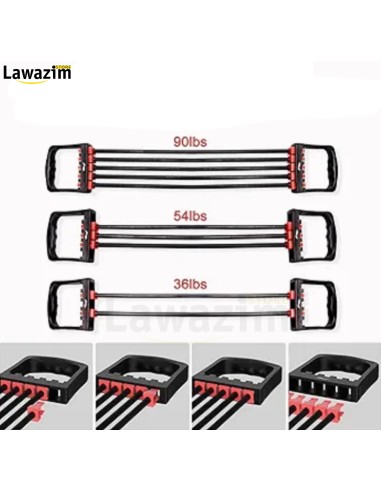 حزام تمرين العضلات للرجال لكامل الجسم مع 5 حبال قابلة للازالةCorde élastique réglable, en caoutchouc pour entraînement