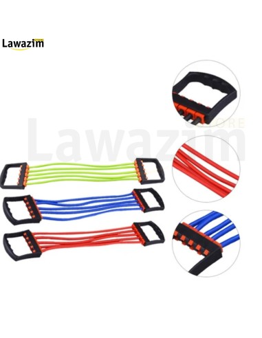 حزام مقاومة قابل للفصل بـ5 انابيب ، لتمرين عضلات الجسمExtenseur de poitrine à ressort en latex multifonctionnel réglable