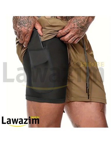 شورت رياضي رجالي واسع مع سيكليست داخلي - Short de sport homme ample avec cuissard intégré