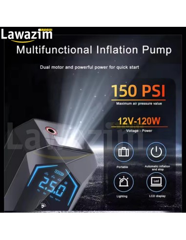 منفاخ هوائي لاسلكي 150PSI - Universal 150PSI Air Compressor - الحل المثالي لنفخ إطارات السيارات والدراجات في أي مكان!