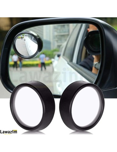 قطعة مرآة سيارة HD 360 لزاوية رؤيا واسعة قابلة للتعديل Black Round HD Glass Convex Rear View Mirror