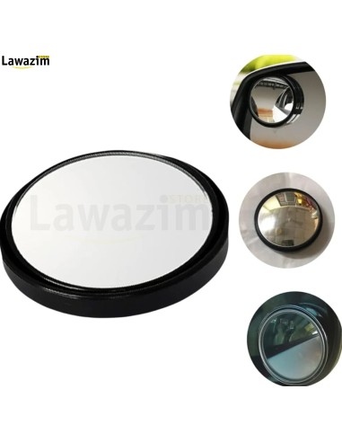 قطعة مرآة سيارة HD 360 لزاوية رؤيا واسعة قابلة للتعديل Black Round HD Glass Convex Rear View Mirror