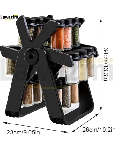 منظم رف توابل دوار مع 18 برطمان Organisateur d'étagères à épices rotatives avec 18 pots
