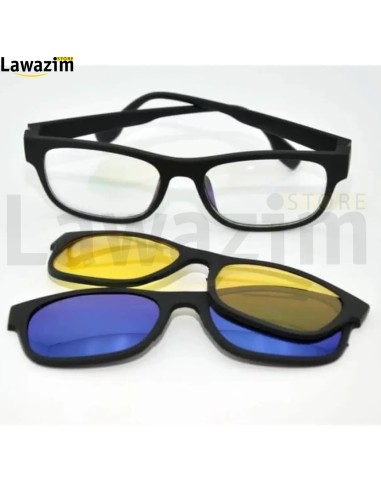 نظارة شمسية ماجيك فيجن (3 في 1) عدسات مغناطيسية سريعة التغيير Magic Vision Sun Glasses (3 in1) Quick Change Magnet Lenses