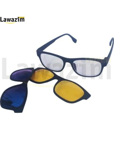 نظارة شمسية ماجيك فيجن (3 في 1) عدسات مغناطيسية سريعة التغيير Magic Vision Sun Glasses (3 in1) Quick Change Magnet Lenses