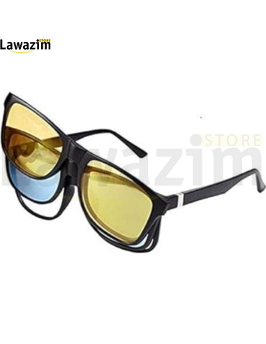 نظارة شمسية ماجيك فيجن (3 في 1) عدسات مغناطيسية سريعة التغيير Magic Vision Sun Glasses (3 in1) Quick Change Magnet Lenses