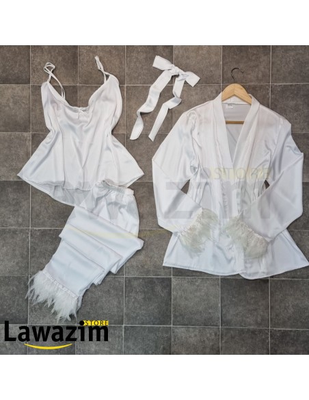 بيجاما 3 قطع باللون الملكي الأبيض - Pyjama 3 pièces ESRB3P | أناقة وفخامة تجمع بين الراحة والجمال