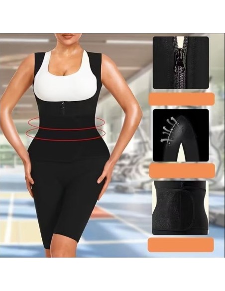 5X SAUNA EFFECT-BODY SHAPING BELT بدلة ساونا رياضية نسائية - ملابس لياقة بدنية للجري