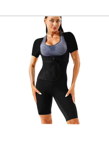 5X SAUNA EFFECT-BODY SHAPING BELT بدلة ساونا رياضية نسائية - ملابس لياقة بدنية للجري