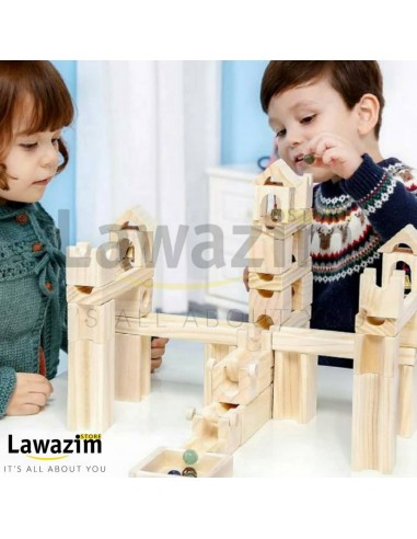 لعبة اللبنات الخشبية الصلبة  مجموعة 45 قطعة للأطفال--Jeu de blocs pour enfants .
