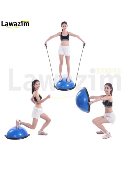 Yoga stability Balance Trainer with Resistance bands and pump نصف كرة توازن لليوغا مع احبال مقاومة و مضخة هواء