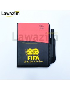 Carnet d'arbitrage avec cartons rouge et jaune دفتر ملاحظات لحكم كرة القدم مع بطاقات حمراء و صفراء