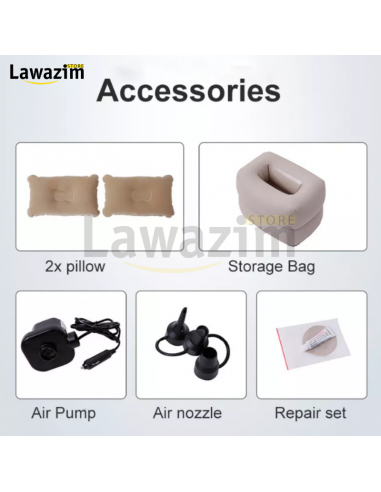 Car Bed for Back Seat Outdoor Camping Mat Cushion - سرير سيارة للمقعد الخلفي قابل للنفخ بالهواء