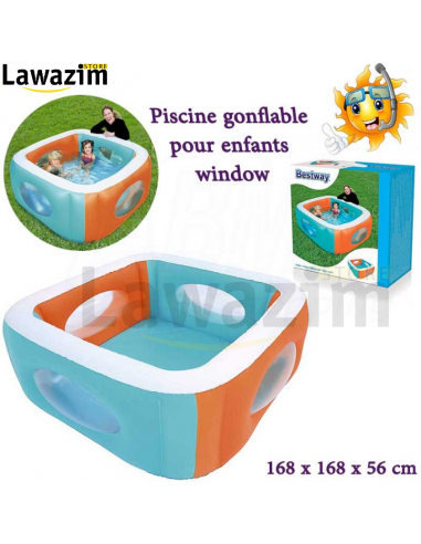 حوض السباحة المنزلي بالنافذة عالي الجودة Piscine carrée Bestway avec fenêtre