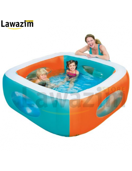 حوض السباحة المنزلي بالنافذة عالي الجودة Piscine carrée Bestway avec fenêtre
