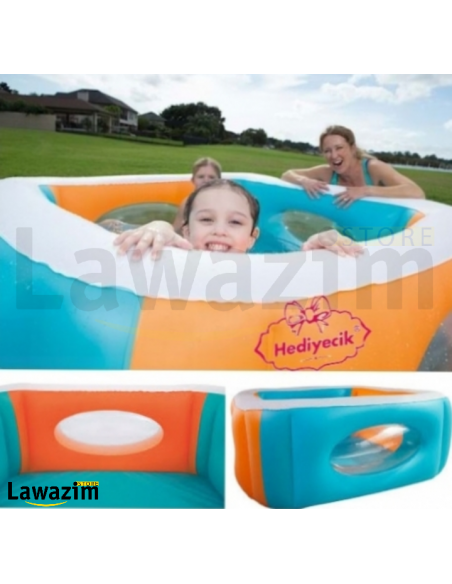 حوض السباحة المنزلي بالنافذة عالي الجودة Piscine carrée Bestway avec fenêtre