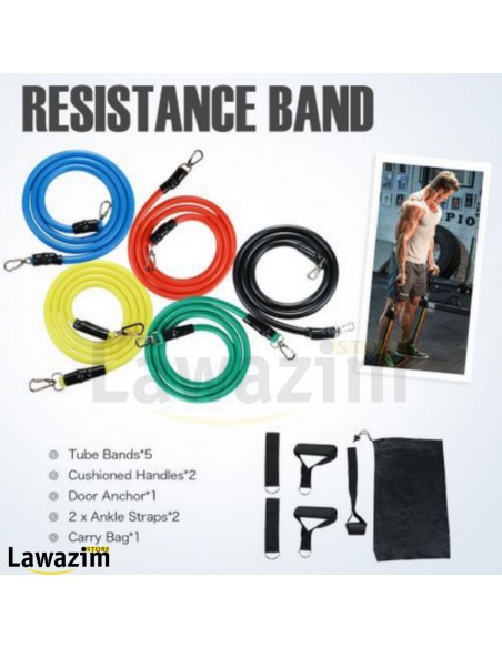 مجموعة أشرطة المقاومة الرياضية مع مقابض متينة Ensemble de bandes de résistance sportive,poignée d'ancrage de porte-bande