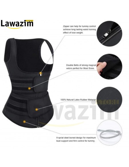 سترة الشد لتنحيف الخصر من اللاتكس للنساء Corset en Latex pour femmes Ceinture amincissante