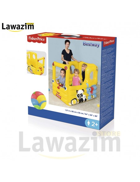ملعب الكرات بشكل حافلة مدرسية قابلة للنفخBestway Piscine Gonflable Avec Boules Fisher School Bus