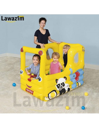 ملعب الكرات بشكل حافلة مدرسية قابلة للنفخBestway Piscine Gonflable Avec Boules Fisher School Bus