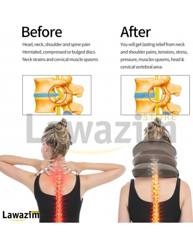 وسادة رقبة قابلة للنفخ مع دعامة قابلة للتعديل Coussin cervical gonflable minerve cou ajustable