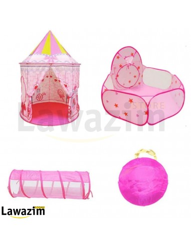 خيمة اللعب للأميرات مع نفق و مسبح كرات ملونة tente de Joux pour enfants 3en1