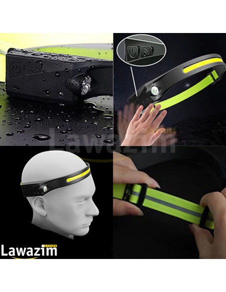المصباح الرأسي لإضاءة ليلية قوية INF Lampe frontale rechargeable Noir