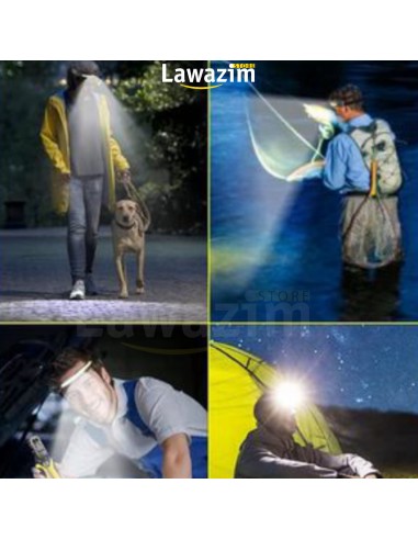 المصباح الرأسي لإضاءة ليلية قوية INF Lampe frontale rechargeable Noir