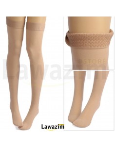 الجوارب الطويلة الجذابة ذات لون فاتح  للنساء Women's Full Coverage Thigh-Highs Long Nylon Stockings Socks