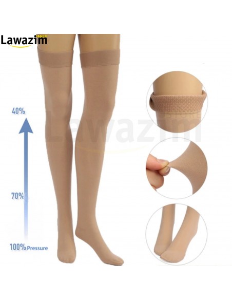 الجوارب الطويلة الجذابة ذات لون فاتح  للنساء Women's Full Coverage Thigh-Highs Long Nylon Stockings Socks