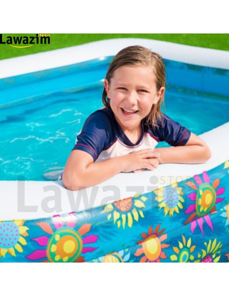 مسبح قابل للنفخ للأطفال مزين بورود Piscine Gonflable Pour Enfants Bestway Rectangulaire Fleurs