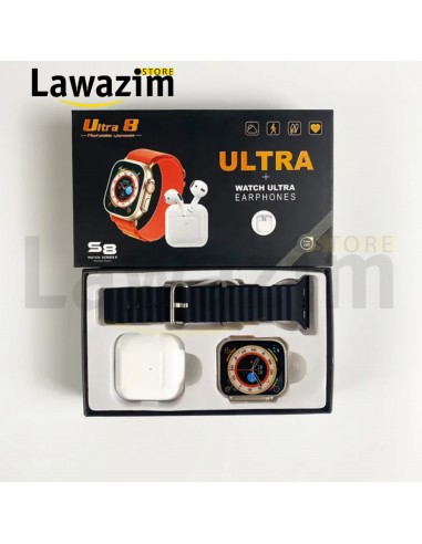 الساعة الذكية و سماعات بلوتوث نقية 2في1 - Smart Watch & Bluetooth Écouteurs 2en1 S8 Ultra Series 8
