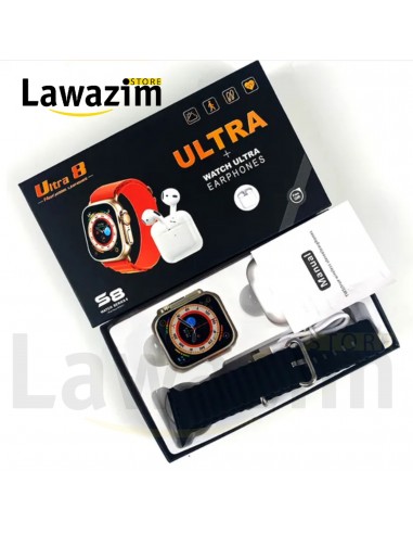الساعة الذكية و سماعات بلوتوث نقية 2في1 - Smart Watch & Bluetooth Écouteurs 2en1 S8 Ultra Series 8
